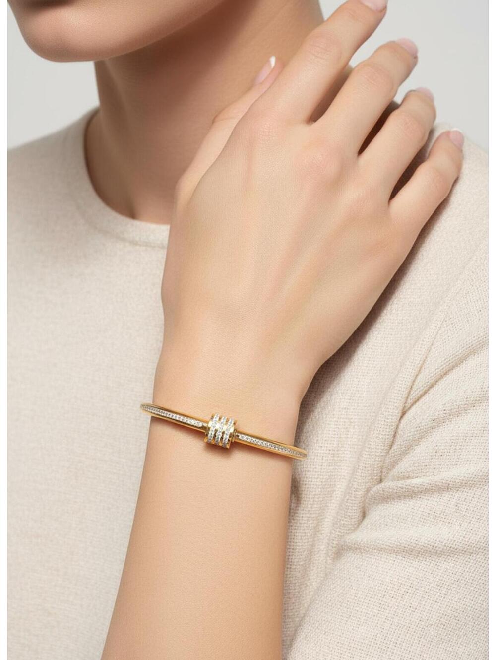 Elegant 18k Gold plated SS Bracelet with CZ Detailing